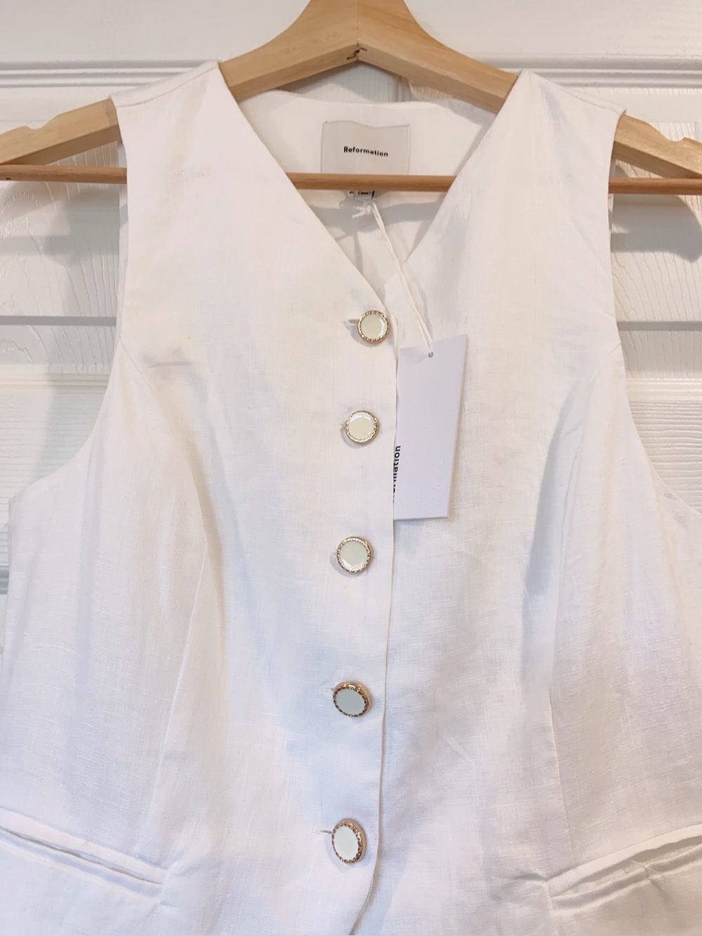 NWT Reformation Aspen Linen Top Vest - Picture 7 of 9